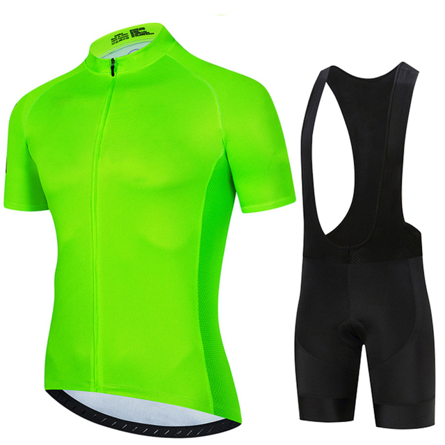 Mountain Biking Uniform - Fluorescerend Groen 2024 Effen Kleur Heren